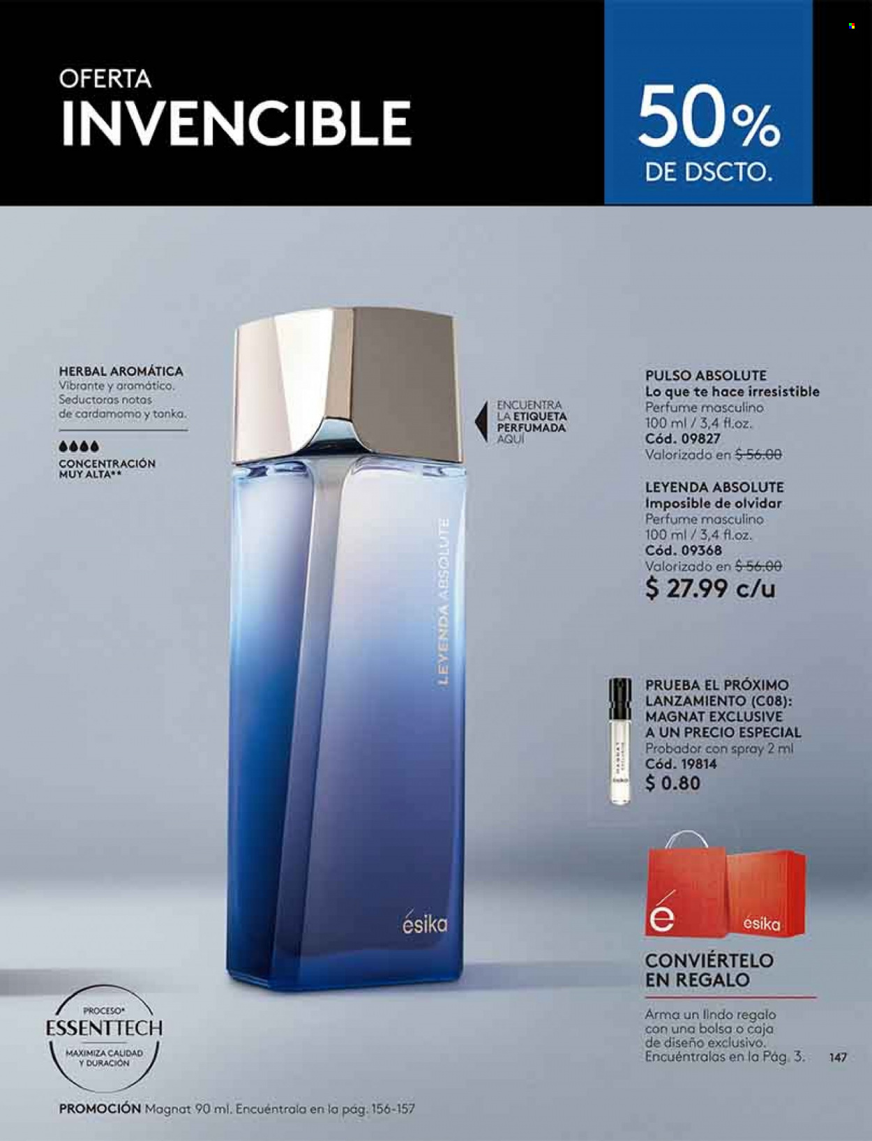 Folleto actual Ésika - Ventas - perfume. Página 159.