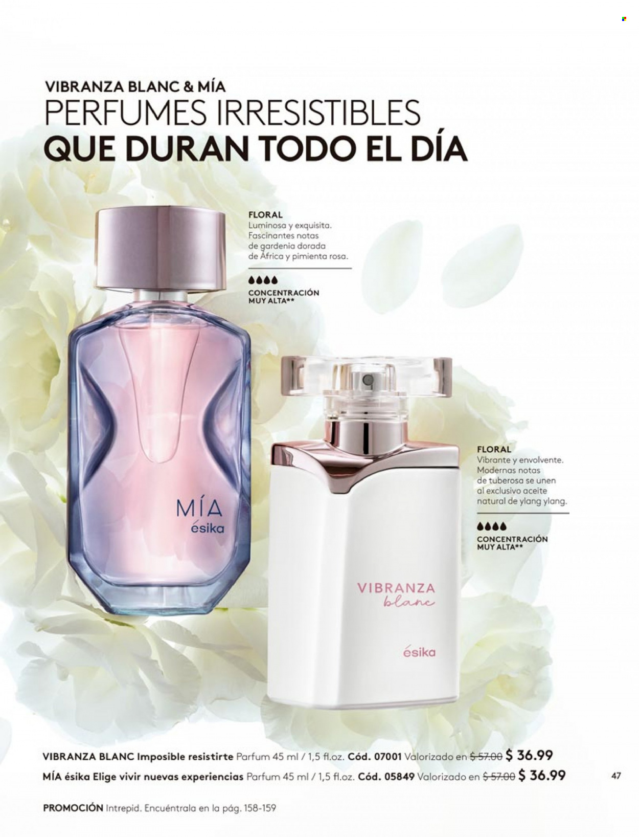 Folleto actual Ésika - Ventas - perfume. Página 47.
