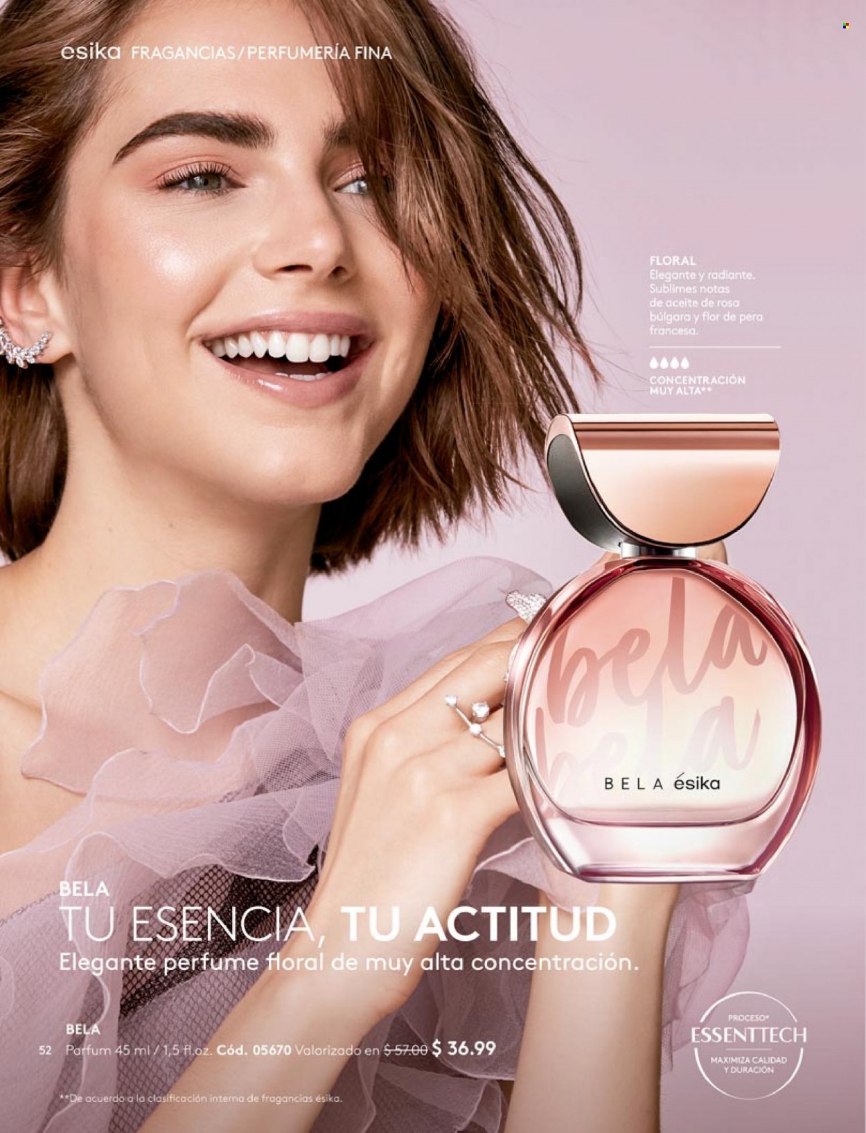 Folleto actual Ésika - Ventas - perfume. Página 52.