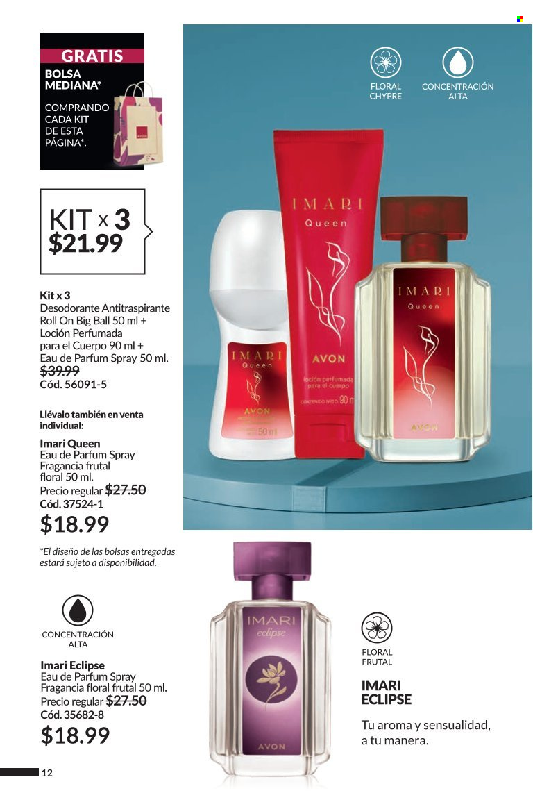 thumbnail - Folleto actual Avon - Ventas - loción, perfume, Imari, desodorante. Página 12.