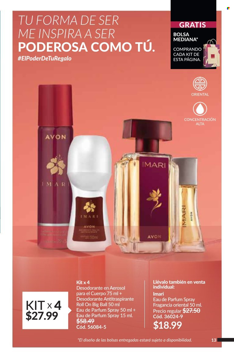 thumbnail - Folleto actual Avon - Ventas - perfume, Imari, aerosol. Página 13.