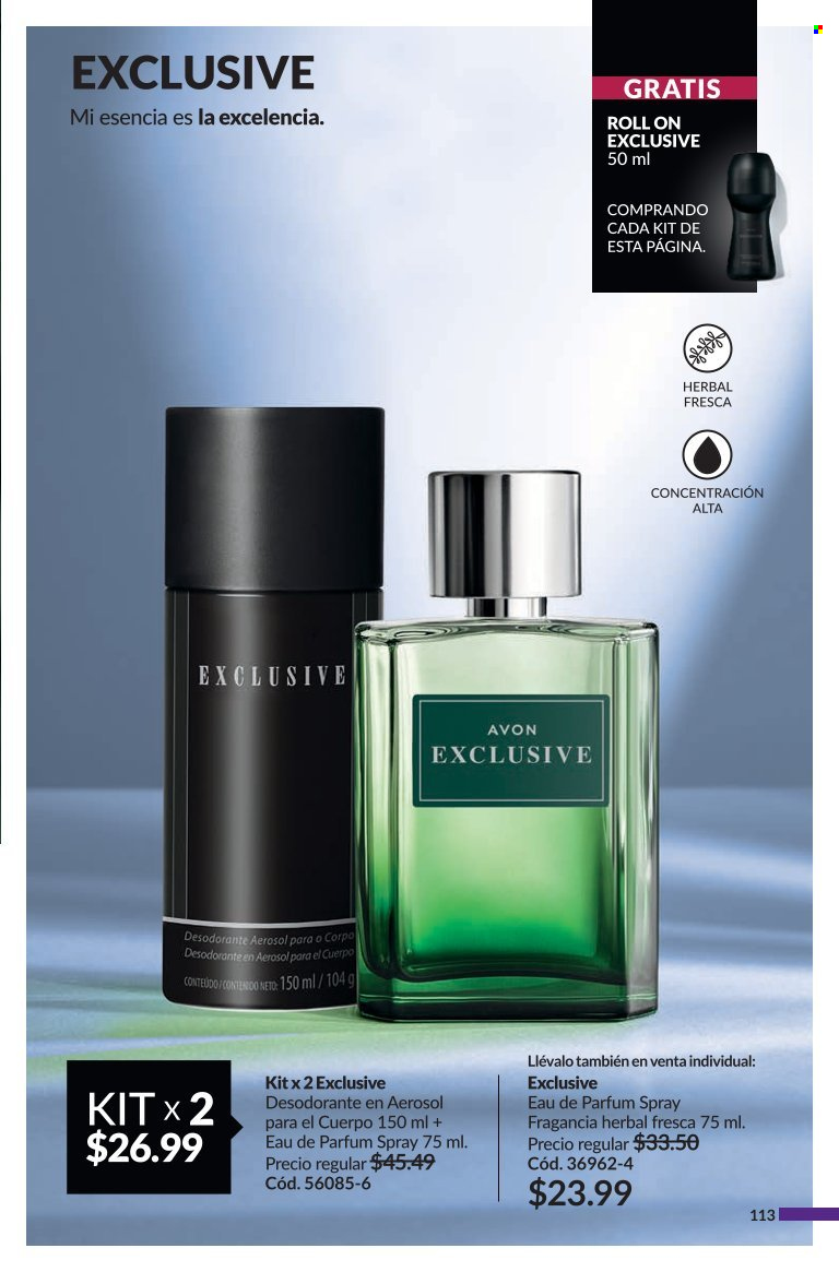 thumbnail - Folleto actual Avon - Ventas - perfume, desodorante, aerosol. Página 113.