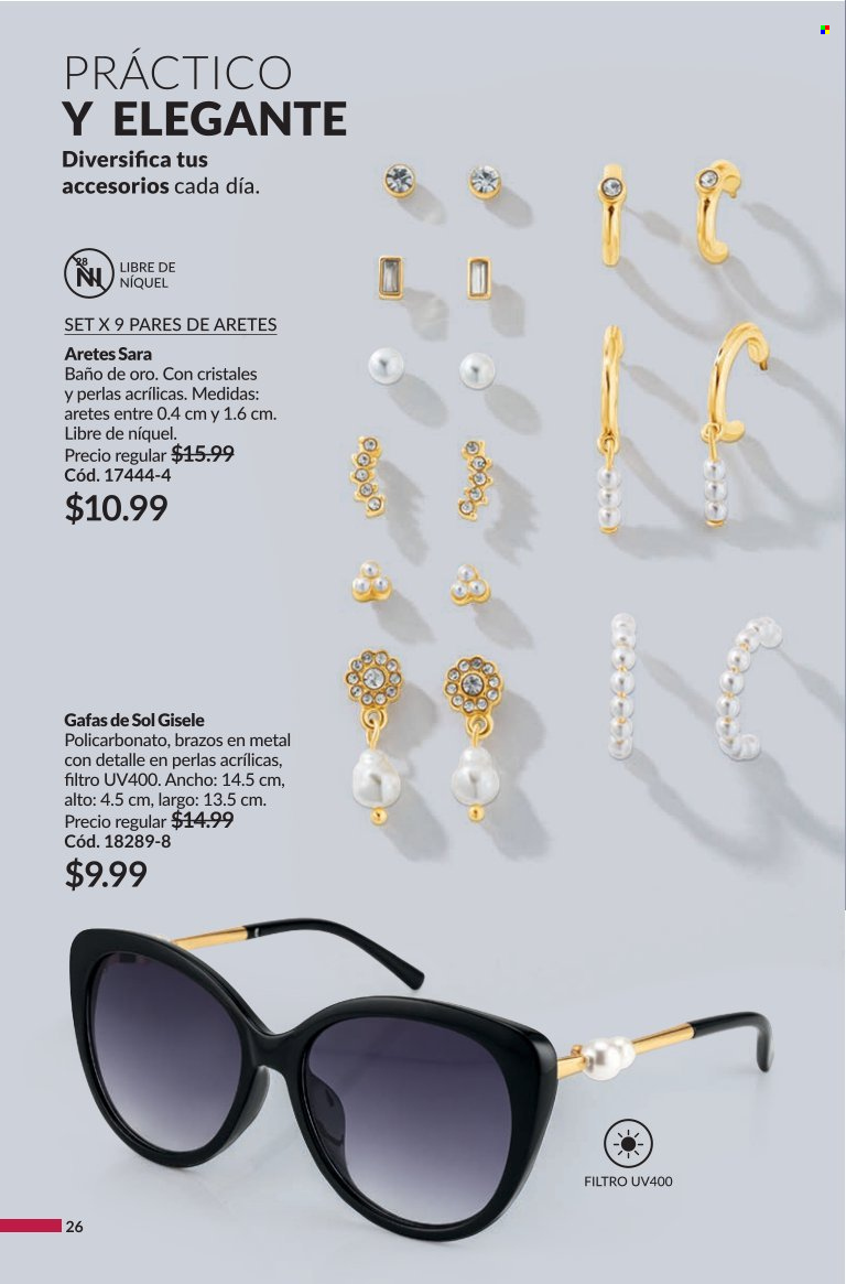 thumbnail - Folleto actual Avon - Ventas - gafas, gafas de sol, aretes. Página 26.